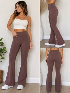 RAYN High Rise Flare Yoga Pants Brown Mauve Size Small Athletic Leggings
